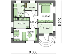 Проект компактного одноэтажного загородного дома площадью 60м2
