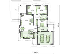 Проект одноэтажного дома с эркером и террасой общей площадью 248 кв.м.