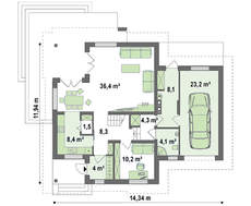 Проект красивого дома с мансардой и гаражом