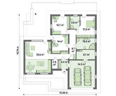 Проект одноэтажного коттеджа с угловой террасой
