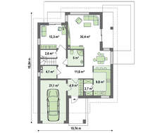 Проект коттеджа с фронтальным гаражом