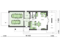Проект дома с мансардой и гаражом для узкого участка