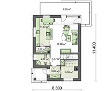 Проект компактного двухэтажного коттеджа