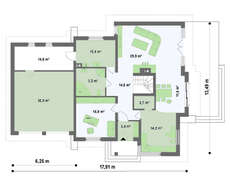 Проект дома с гаражом для двух машин и террасой