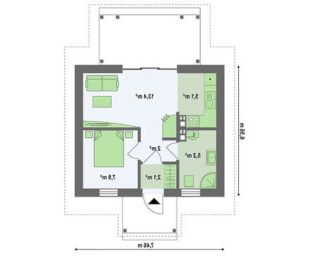 Летний коттедж 35 m²