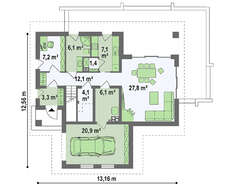 Т-образный дом с мансардой