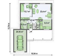 Двухэтажный дом с пристроенным гаражом на одно авто