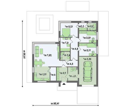 Одноэтажный коттедж с большими панорамными окнами