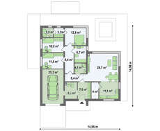 Одноэтажный коттедж с большими панорамными окнами