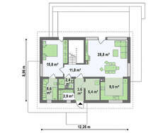 Коттедж 9 на 12 с мансардой