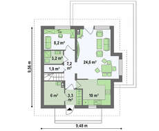 Уютный проект с гостевой спальней на первом этаже