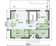 Небольшой мансардный коттедж для узкого участка