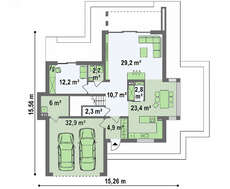 Небольшой современный двухэтажный коттедж с террасой на втором этаже