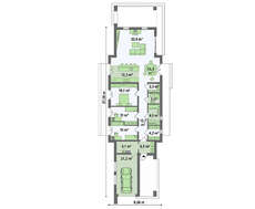 Модерновый одноэтажный дом для узкого участка