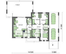 Одноэтажный проект для узкого участка