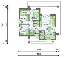 Небольшой одноэтажный коттедж с плоской кровлей