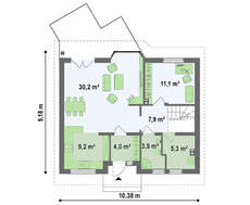 Проект небольшого эко дома с мансардой