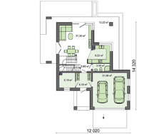Двухэтажный коттедж с большими панорамными окнами и просторной террасой