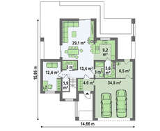 Современный коттедж с гаражом на 2 машины