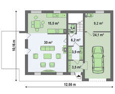 Двухэтажный коттедж в классическом стиле с эклектическим включением кубизма