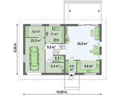 Проект коттеджа в классическом стиле со вторым светом в кухне-студии