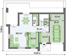 Интересный проект с большой террасой над гаражом