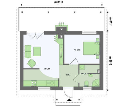 Проект небольшого бюджетного одноэтажного дома с деревянным фасадом