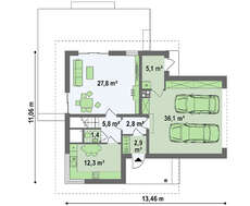 Проект классического двухэтажного коттеджа с гаражом на две машины площадью более 150 m²