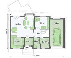 Двухэтажный загородный коттедж 9 на 14