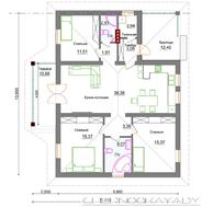 Современный одноэтажный жилой дом с двумя санузлами