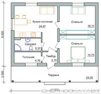 Небольшой одноэтажный коттедж для дачного участка