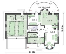 Проект небольшого замка с гаражом для 2 авто