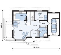 Проект мансардного дома общей площадью 178 м²