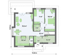 Проект дома с дополнительными комнатами на первом этаже