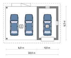 Гараж с навесом для трех автомобилей