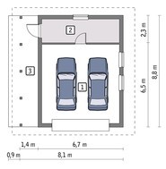 Компактный гараж на 2 авто м навесом