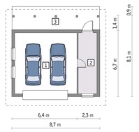 Гараж на 2 авто с автомастерской и навесом
