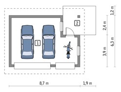 Просторный гараж на два авто с навесом
