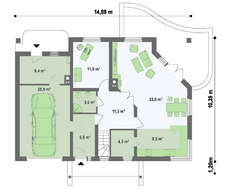 Проект дома с гаражом, угловой террасой