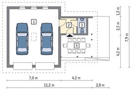 Стильный гараж на два авто с террасой