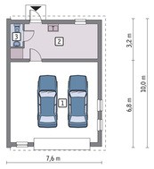 Просторный гараж на две машины с односкатной крышей