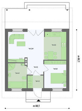 Проект небольшого дома с крытой террасой