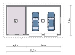 Просторный гараж с жилой комнатой