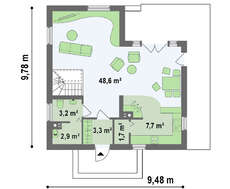 Проект стильного экономичного коттеджа с мансардой