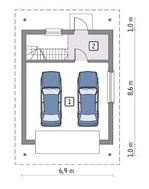 Компактный гараж на 2 авто с мансардой