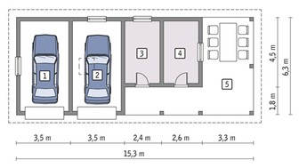 Гараж на 2 авто с навесом и дополнительными помещениями