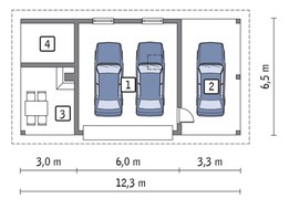 Гараж на 2 авто с навесом и террасой