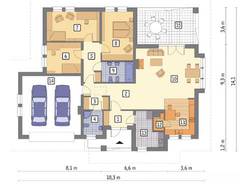 Одноэтажный дом с гаражом на 2 авто