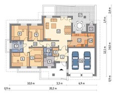 Одноэтажный дом на 5 спален