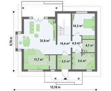 Проект дома с мансардой, эркером и балконом, стильным фасадом